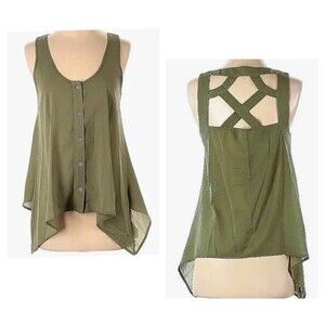 Olive green cut out back flowy tank size medium